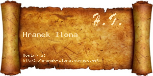 Hranek Ilona névjegykártya